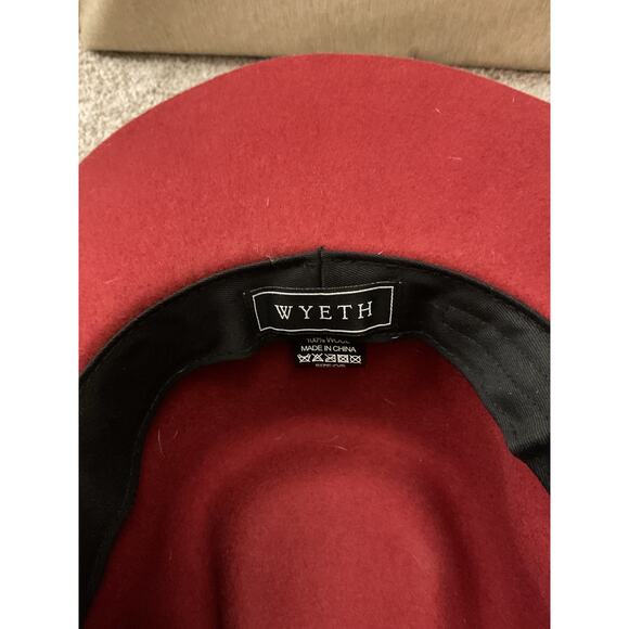 Wyeth Burgundy Wool Rancher Hat Wide Brim Boho Western Festival Fedora, O/S main image 9